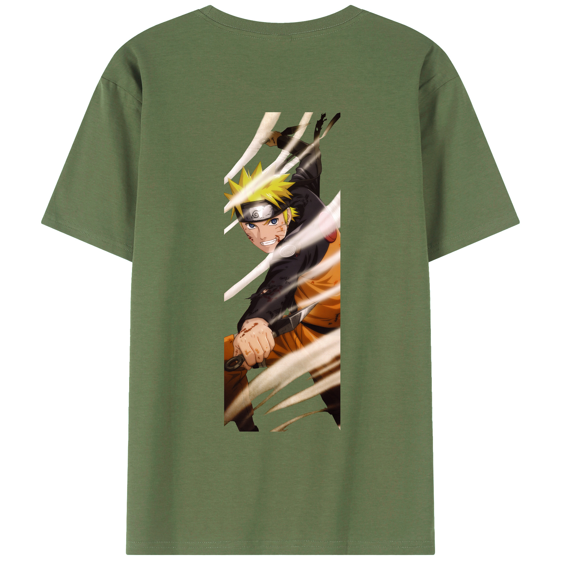 （画像用） NARUTO -ナルト- うずまき ナルト Uzumaki Naruto 綿100％ メンズ半袖Tシャツ（バックプリント） 通気性